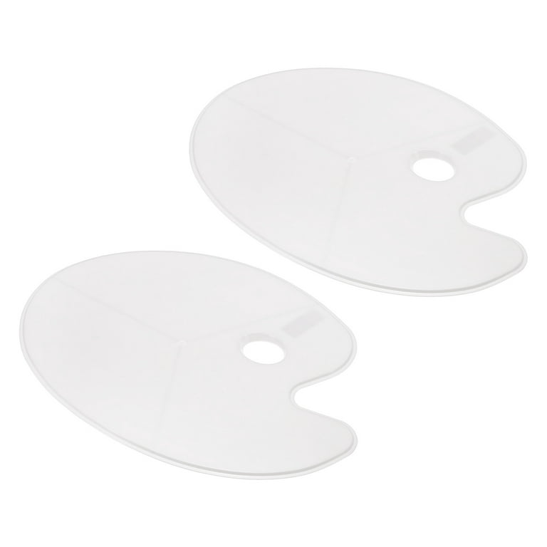 Uxcell 15.7 x 11 Paint Tray Palette Painting Pallet Holder Oval with  Border Thumb Hole Three Lines, White 2 Pack 