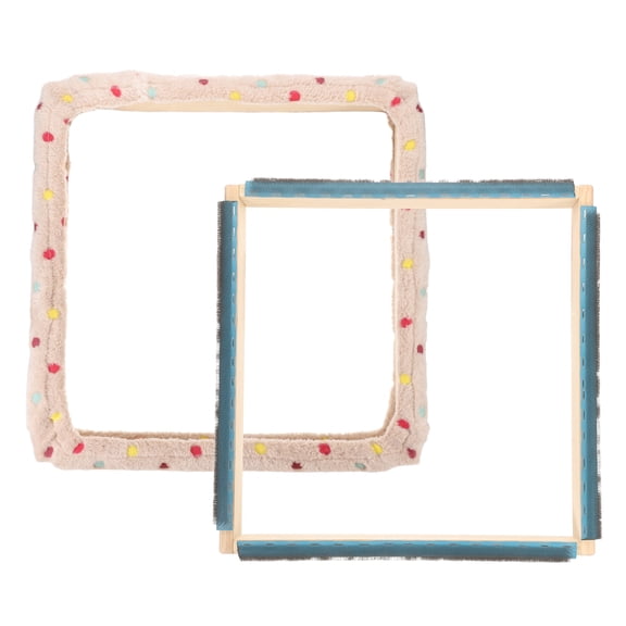 Uxcell 15.7" x 15.7" Punch Needle Frame, Beech Wood Square Rug Hooking Frame, Khaki