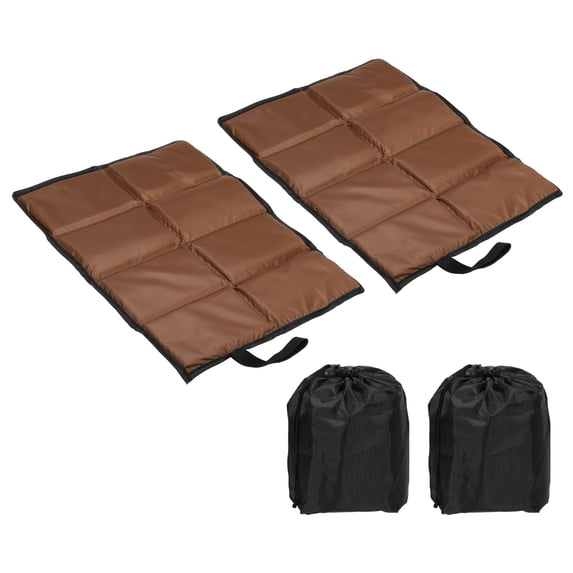 Uxcell 15.7"x11.6"x0.4" Foam Waterproof Foldable Hiking Seat Pads Cushion with Storage Bag, Brown 2 Pack