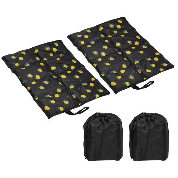 Uxcell 15.7"x11.6"x0.4" Foam Waterproof Foldable Hiking Seat Pads Cushion with Storage Bag, Yellow Black 2 Pack