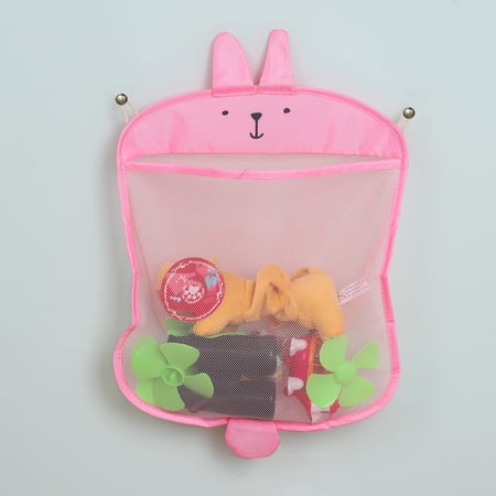 Uxcell 15.7"x14" Cartoon Hanging Bathtub Holder Bath Storage Bag Nylon Pink 1pcs
