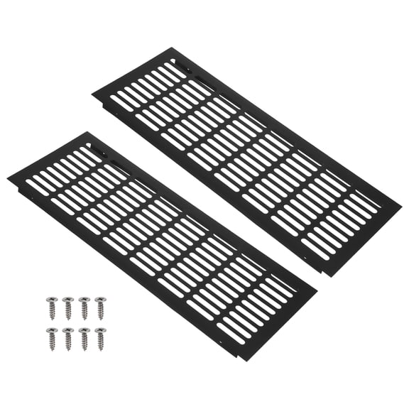 Uxcell 15.8 x 5.9 Inch Door Air Vent Cover, 2 Set Heavy Duty Aluminum Two Sided Grille Ventilation Cover Louvered with 4 Mounting Screws for Wardrobe Door, Black