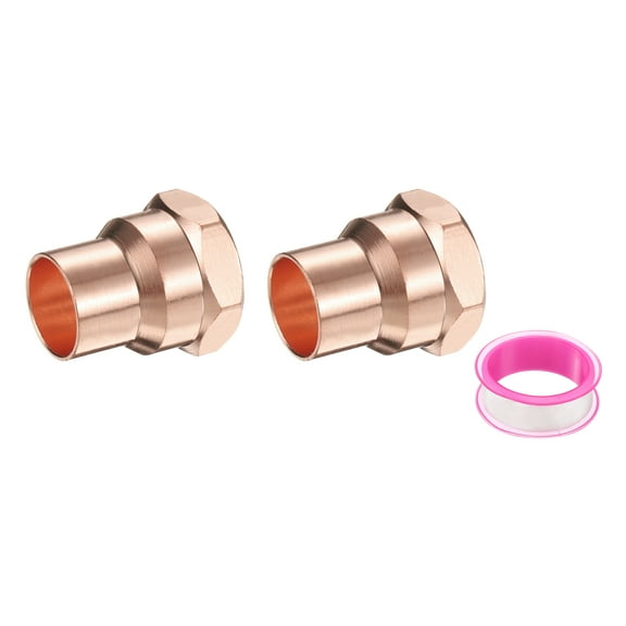 Uxcell 15.88mm ID x 5/8" x 1/2"NPT Female Adapter Fitting, 2Pcs with C x M Connection Copper Pipe Adapter Fittings Threaded Tubing Connectors for HVAC Residential Commercial