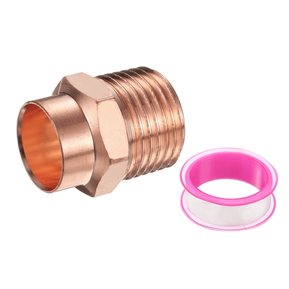 Uxcell 15.88mm ID x 5/8" x 1/2"NPT Male Adapter Fitting, with C x M Connection Copper Pipe Adapter Fittings Threaded Tubing Connectors for HVAC Residential Commercial