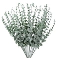 thumbnail image 1 of Uxcell 15" Artificial Faux Eucalyptus Leaves Stems for Wedding Home Decor, White Dark Green 30Pcs, 1 of 5