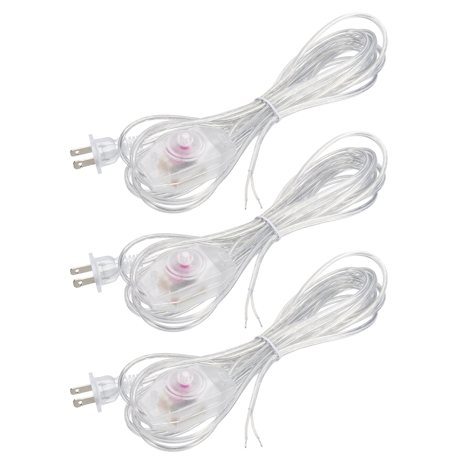 Uxcell 15 Feet 3 Set UL List Lamp Power Cord with Full Range Rotary Lamp, Clear