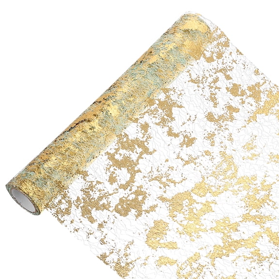 Uxcell Table Runner Sequin Foil Thin Mesh Metallic Table Runner Gold Tone 15 Feet