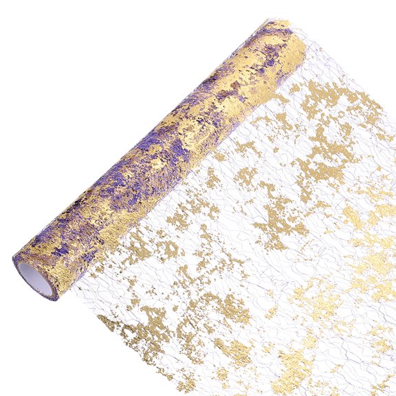 Uxcell Table Runner Sequin Foil Thin Mesh Metallic Table Runner Purple Gold 15 Feet