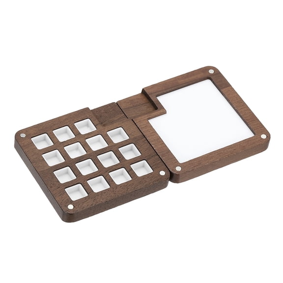 Uxcell 15 Grids Mini Portable Travel Paint Palette Magnetic, Walnut Dark Brown