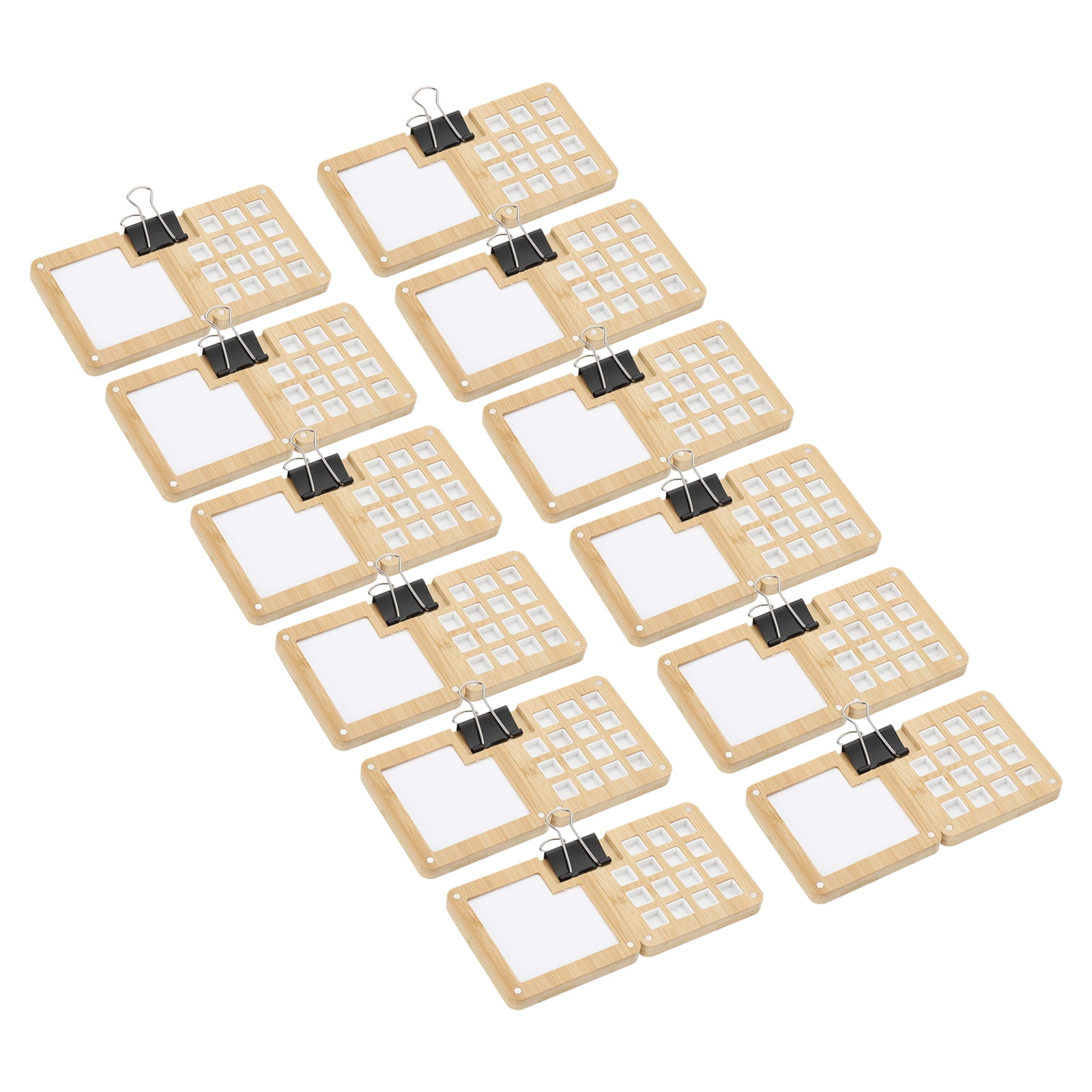 Uxcell 15 Grids Mini Portable Travel Paint Palette Magnetic with Clip, 12Pcs Wooden