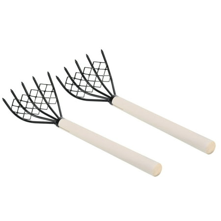 Uxcell 15 Inch 5 Tines Steel Claws Hand Rake Shell Clam Digger Dig Seafood Accessories with Mesh Net 2 Pack