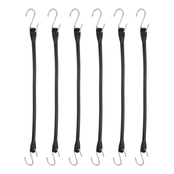 Uxcell 15 Inch Rubber Bungee Cords with Hooks, 6 Pcs 130LBS Load Heavy Duty Outdoor EPDM Rubber Tie Down Strap for Securing Tarps Canvases Cargo Motorcycle Truck