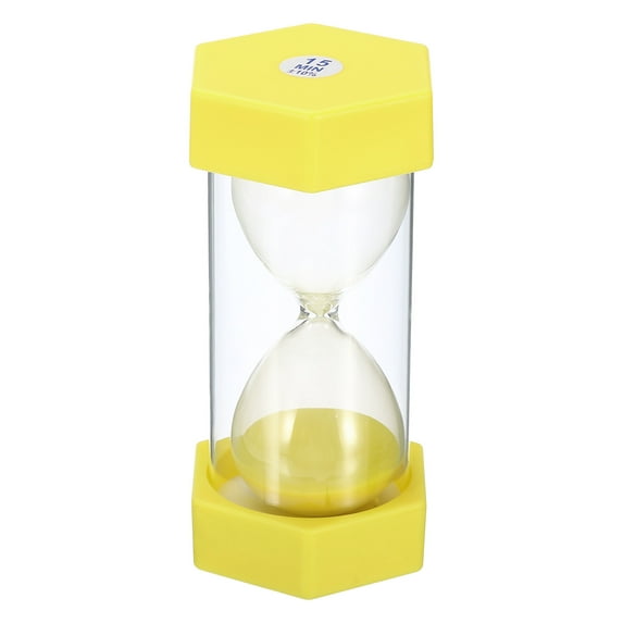 Uxcell 15 Min Sand Timer,Hexagon with Plastic Cover,Count Down Sand Clock Glass Yellow