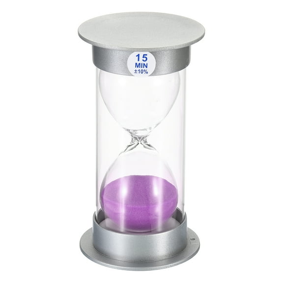 Uxcell 15 Minute Sand Timer, Sandy Clock, Count Down Sand Glass, Purple Sands