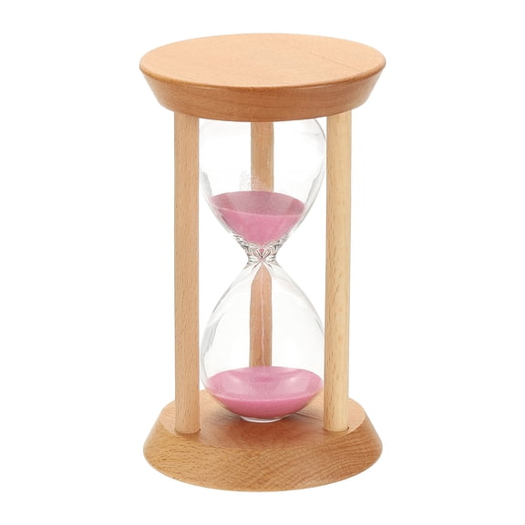 Uxcell 15 Minutes Sand Timer, 1 Pcs Wooden Sand Watch High Glass Sandglass Timer for Living Room Home Office Restaurant Decoration, Pink