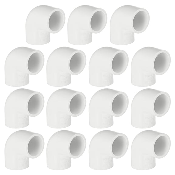 Uxcell 15-Pack 1/2 Inch PVC 90 Degree Elbow Pipe Fittings, SCH40 2 Way Right Angle PVC Pipe Fitting for DIY [Socket x Socket, White]