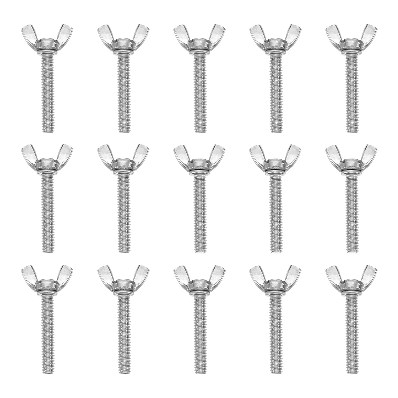 Uxcell 15 Pack 1/4-20" x 1-1/2" Wing Butterfly Screw Bolts, 304 Stainless Steel Machine Fastener, Thumb Hand Screws for Electronic Equipment, Silver Tone