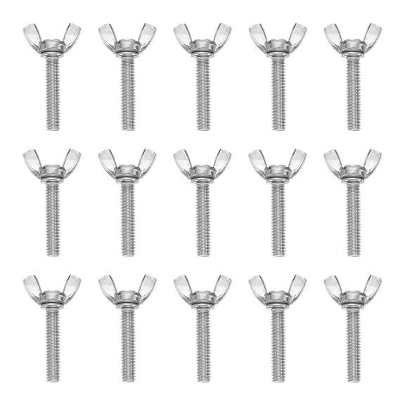 Uxcell 15 Pack 1/4-20" x 1-1/4" Wing Butterfly Screw Bolts, 304 Stainless Steel Machine Fastener, Thumb Hand Screws for Electronic Equipment, Silver Tone