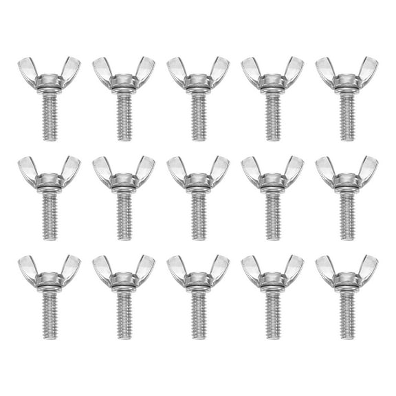 Uxcell 15 Pack 1/4-20" x 3/4" Wing Butterfly Screw Bolts, 304 Stainless Steel Machine Fastener, Thumb Hand Screws for Electronic Equipment, Silver Tone