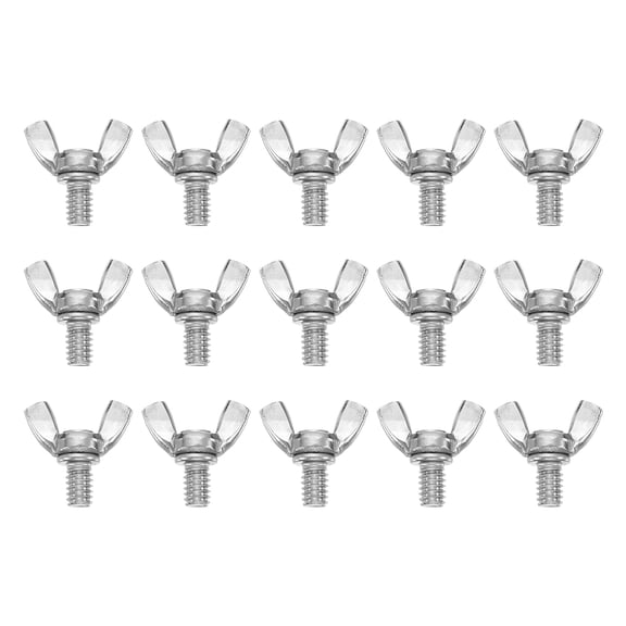 Uxcell 15 Pack 1/4-20" x 3/8" Wing Butterfly Screw Bolts, 304 Stainless Steel Machine Fastener, Thumb Hand Screws for Electronic Equipment, Silver Tone
