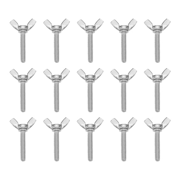 Uxcell 15 Pack 3/16-24" x 1" Wing Butterfly Screw Bolts, 304 Stainless Steel Machine Fastener, Thumb Hand Screws for Electronic Equipment, Silver Tone