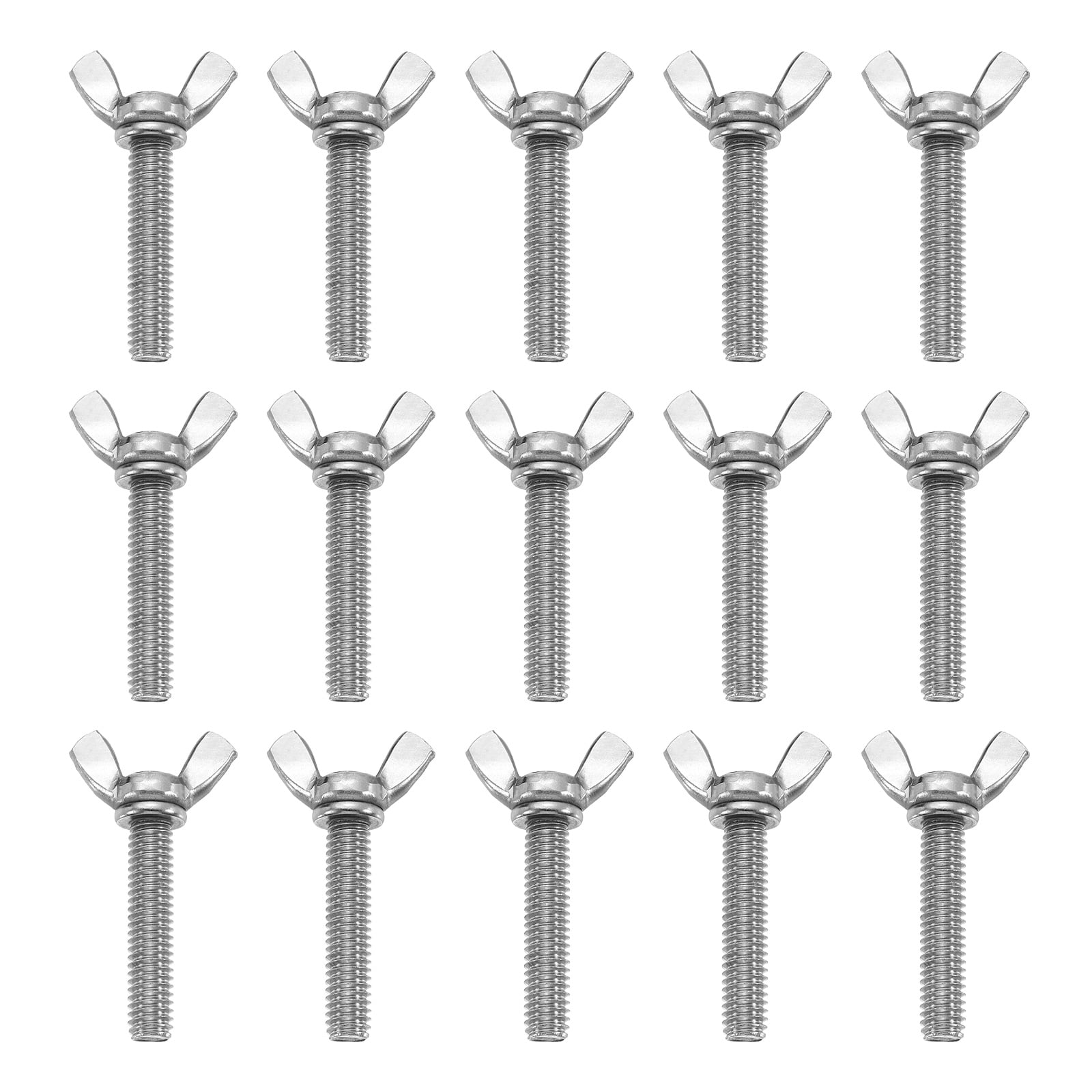 Uxcell 15 Pack 5/16-18" x 1-1/2" Wing Butterfly Screw Bolts, 304 Stainless Steel Machine Fastener, Thumb Hand Screws for Electronic Equipment, Silver Tone