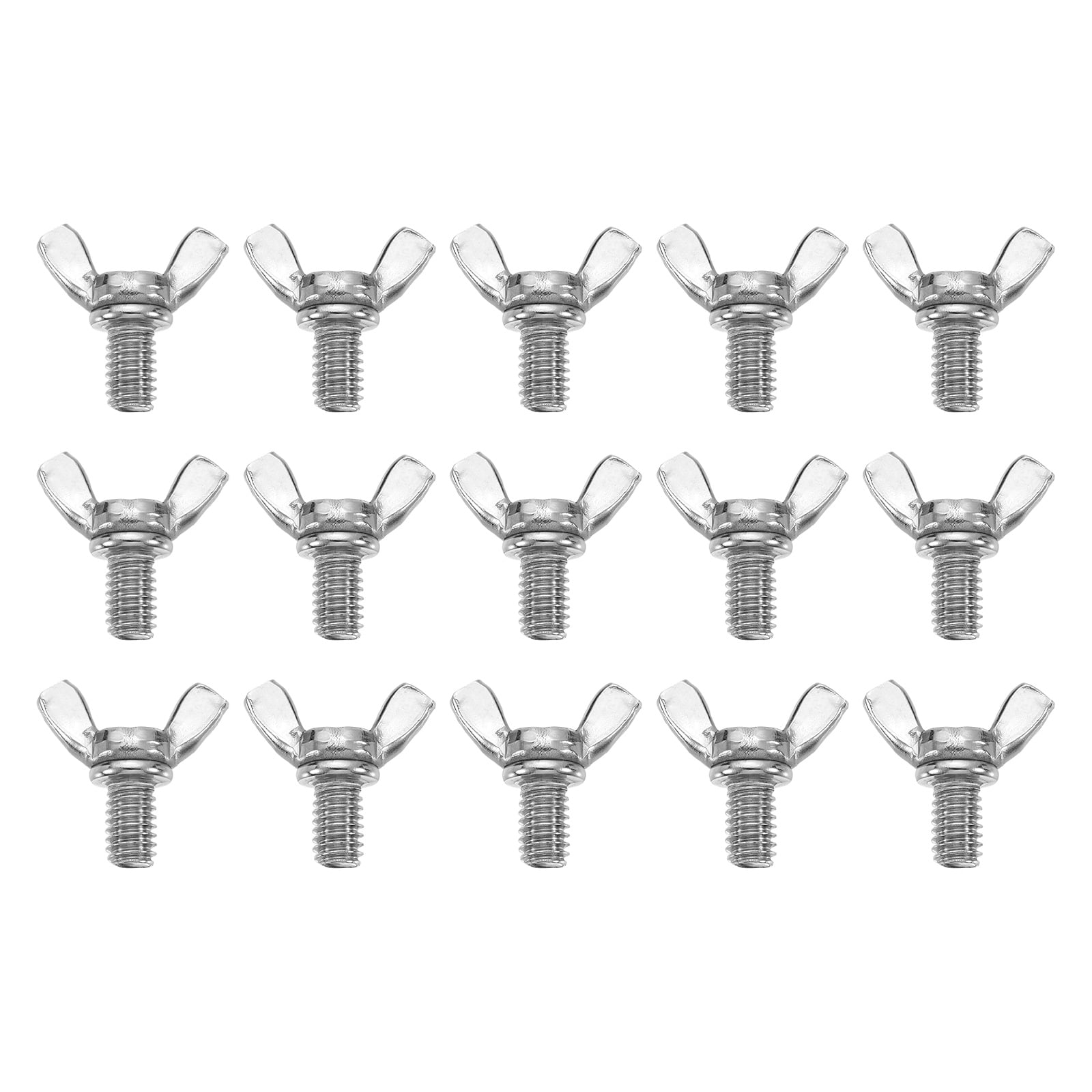 Uxcell 15 Pack 5/16-18" x 1/2" Wing Butterfly Screw Bolts, 304 Stainless Steel Machine Fastener, Thumb Hand Screws for Electronic Equipment, Silver Tone