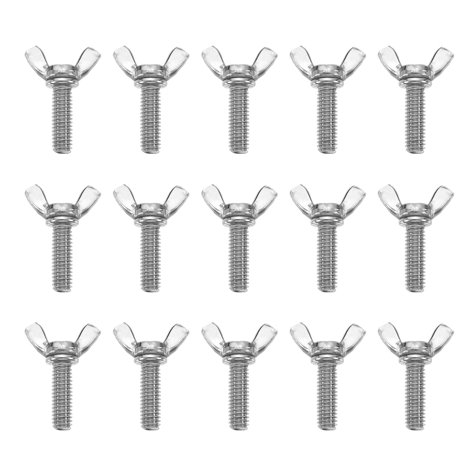 Uxcell 15 Pack 5/16-18" x 1" Wing Butterfly Screw Bolts, 304 Stainless Steel Machine Fastener, Thumb Hand Screws for Electronic Equipment, Silver Tone