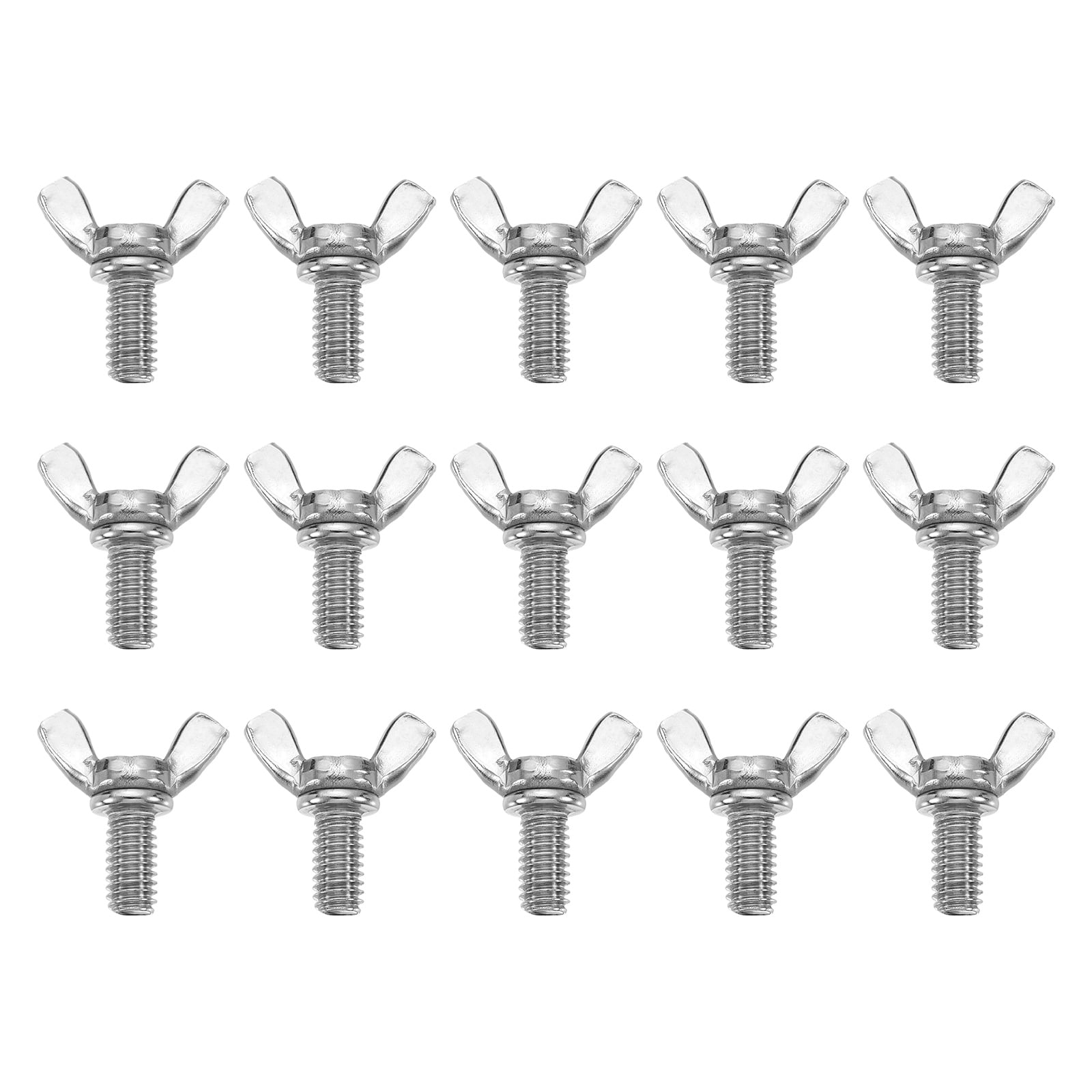 Uxcell 15 Pack 5/16-18" x 5/8" Wing Butterfly Screw Bolts, 304 Stainless Steel Machine Fastener, Thumb Hand Screws for Electronic Equipment, Silver Tone
