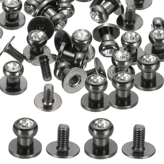 Uxcell 15 Pack 6*8*8mm Rivets for Leather Round Head Rivets Metal Button Spikes Black