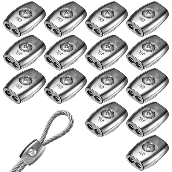 Uxcell 15-Pack Electric Rope Connectors, 6 mm Poly Rope Connector, Egg Shape Heavy Duty Fence Wires Splicer Clamps [Silver]