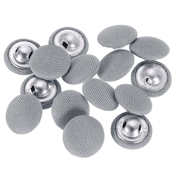 Uxcell 15 Pack Fabric Cloth Covered Button, 15mm 24L Metal Shank Round Sewing Buttons Fabric Covered Button for Coat Dress Sweater Hats Crafts Making, Gray