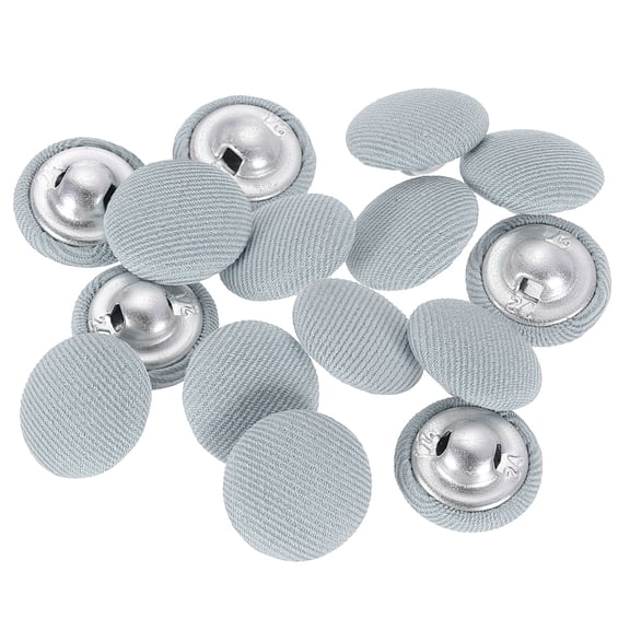 Uxcell 15 Pack Fabric Cloth Covered Button, 15mm 24L Metal Shank Round Sewing Buttons Fabric Covered Button for Coat Dress Sweater Hats Crafts Making, Light Blue