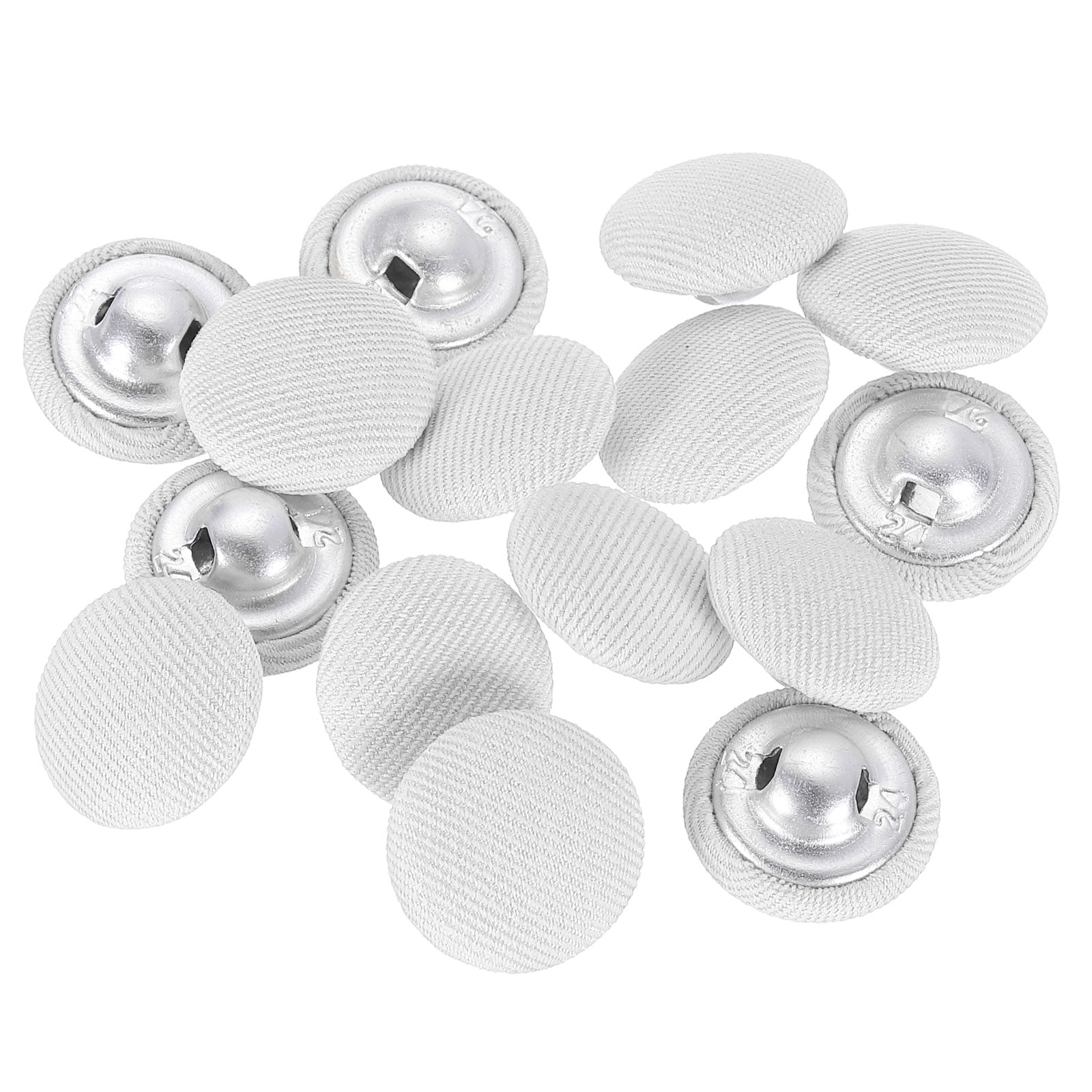 Uxcell 15 Pack Fabric Cloth Covered Button, 15mm 24L Metal Shank Round ...