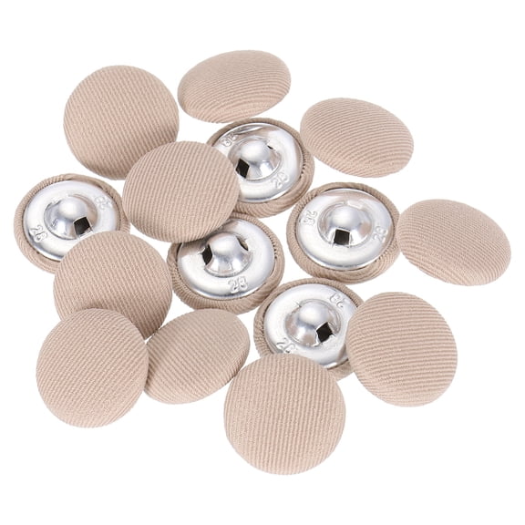 Uxcell 15 Pack Fabric Cloth Covered Button, 18mm 28L Metal Shank Round Sewing Buttons Fabric Covered Button for Coat Dress Sweater Hats Crafts Making, Khaki