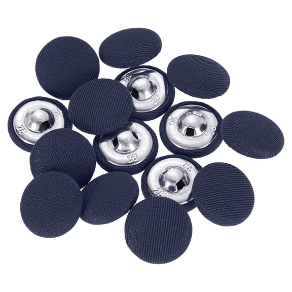 Uxcell 15 Pack Fabric Cloth Covered Button, 18mm 28L Metal Shank Round Sewing Buttons Fabric Covered Button for Coat Dress Sweater Hats Crafts Making, Navy Blue