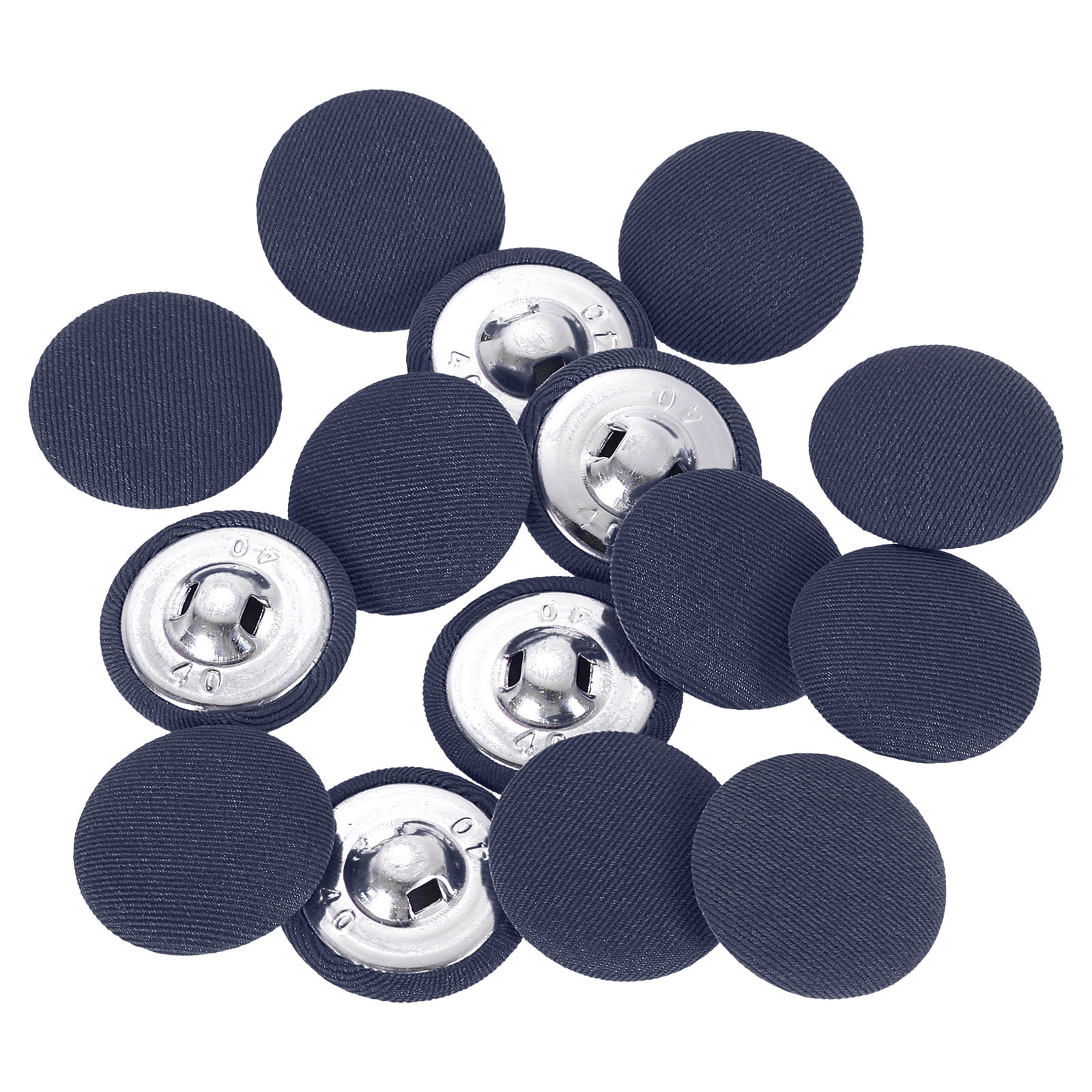 Uxcell 15 Pack Fabric Cloth Covered Button, 25mm 40L Metal Shank Round ...