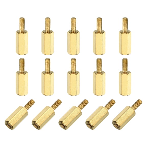 Uxcell 15 Pack Male to Female Thread Spacer Screws, M2.5 x 10mm + 6mm Brass Hex Standoff Screws PCB Motherboard for Drone Quadcopter, Computer and Circuit Board