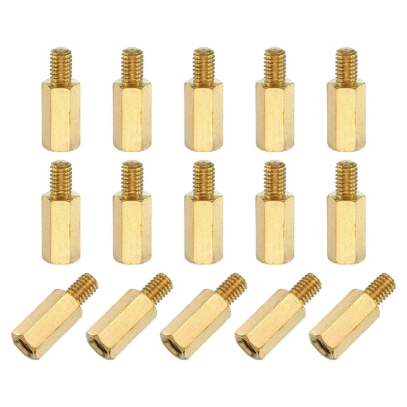 Uxcell 15 Pack Male to Female Thread Spacer Screws, M4 x 12mm + 6mm Brass Hex Standoff Screws PCB Motherboard for Drone Quadcopter, Computer and Circuit Board