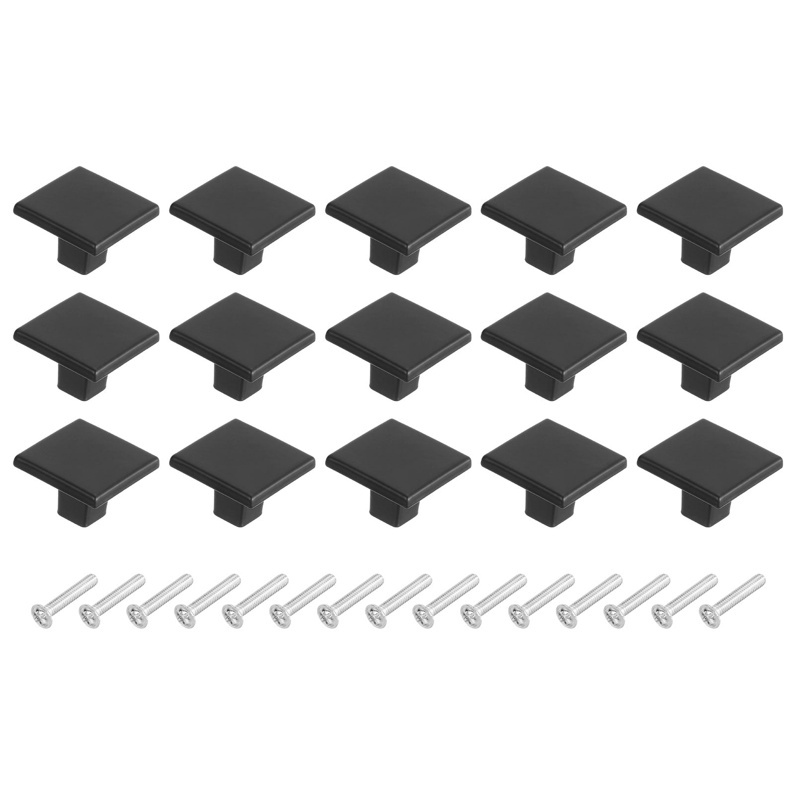 Uxcell 15 Pack Square Cabinet Knobs, 1.2 Inch Square Kitchen Cabinet Knob Aluminum Alloy Solid Drawer Knob Handle Pulls for Kitchen Cabinets Bedroom Dresser Wardrobe, Black