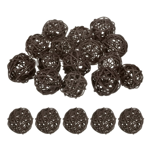 Uxcell 15-Pack Wicker Rattan Balls 50mm/2 Inch Decorative Rattan Balls for Christmas Weddings Thanksgiving Brown