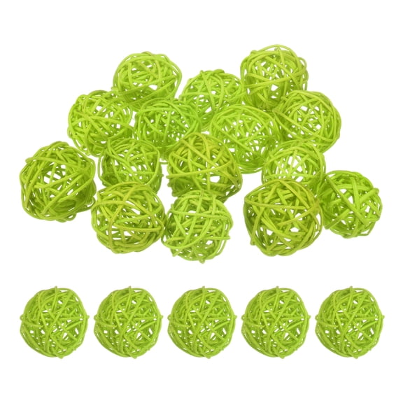 Uxcell 15-Pack Wicker Rattan Balls 50mm/2 Inch Decorative Rattan Balls for Christmas Weddings Thanksgiving Green