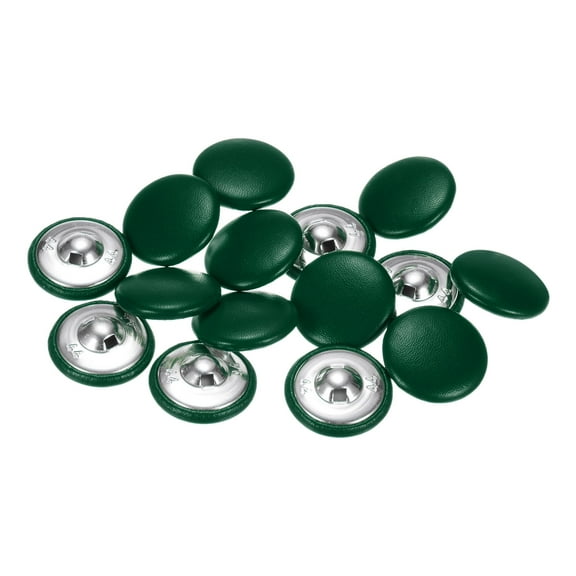 Uxcell 15 Pcs 44L Leather Covered Button 28mm Metal Shank Round Sewing Buttons for Suits Dress Blouses Dark Green