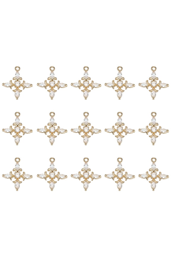 15 Pcs Crystal Rhinestone Cross Charms, Copper Mini Pendant Beads Cross Charms for Jewelry Making Bracelet Earring Necklace DIY Handmade, White
