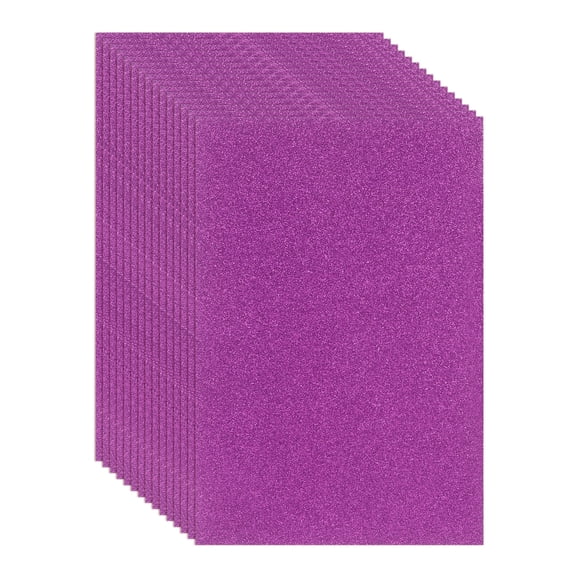 Uxcell 15 Pcs EVA Foam Sheet, 11.8 x 7.9 Inch 2mm Thick Glitter Self Adhesive Foam Sheets Sparkle Foams Paper for Classroom Scrapbooking DIY Handcraft Art Craft Project, Purple
