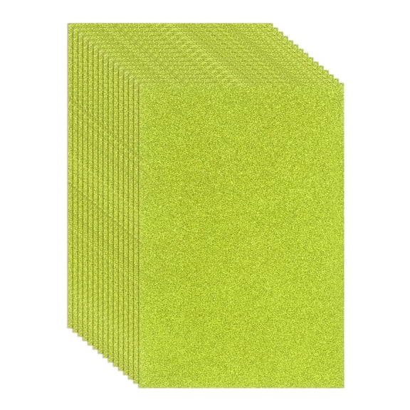Uxcell 15 Pcs EVA Foam Sheet, 11.8 x 7.9 Inch 2mm Thick Glitter Self Adhesive Foam Sheets Sparkle Foams Paper for Classroom Scrapbooking DIY Handcraft Art Craft Project, Grass Green
