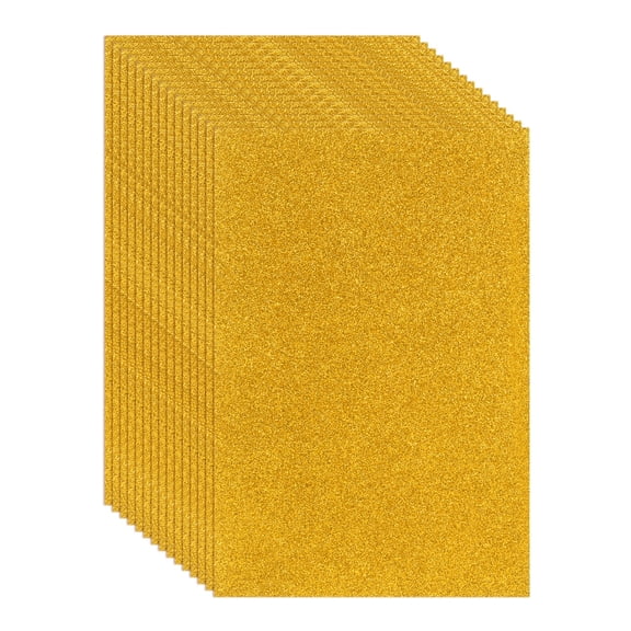 Uxcell 15 Pcs EVA Foam Sheet, 11.8 x 7.9 Inch 2mm Thick Glitter Self Adhesive Foam Sheets Sparkle Foams Paper for Classroom Scrapbooking DIY Handcraft Art Craft Project, Gold