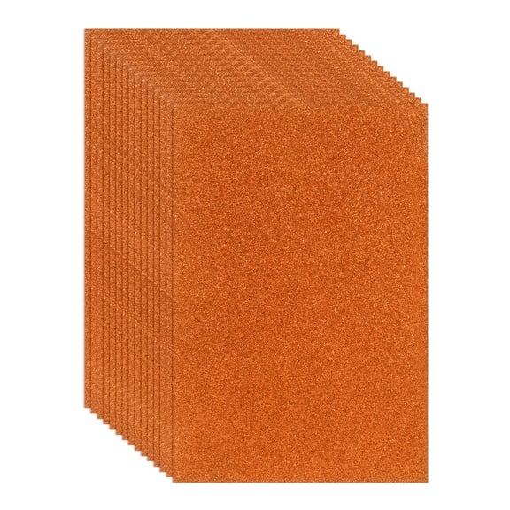 Uxcell 15 Pcs EVA Foam Sheet, 11.8 x 7.9 Inch 2mm Thick Glitter Foam Sheets Sparkle Foams Paper for Classroom Scrapbooking DIY Handcraft Art Craft Project, Orange