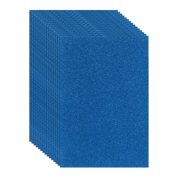 Uxcell 15 Pcs EVA Foam Sheet, 11.8 x 7.9 Inch 2mm Thick Glitter Foam Sheets Sparkle Foams Paper for Classroom Scrapbooking DIY Handcraft Art Craft Project, Dark Blue