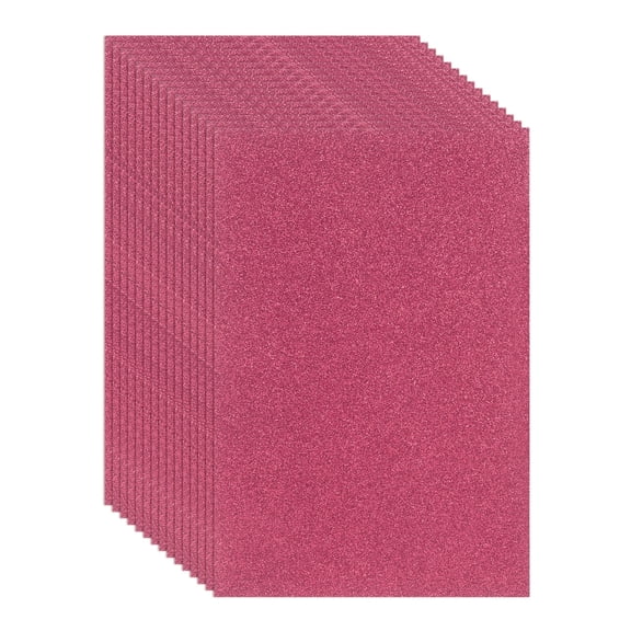 Uxcell 15 Pcs EVA Foam Sheet, 11.8 x 7.9 Inch 2mm Thick Glitter Self Adhesive Foam Sheets Sparkle Foams Paper for Classroom Scrapbooking DIY Handcraft Art Craft Project, Light Pink